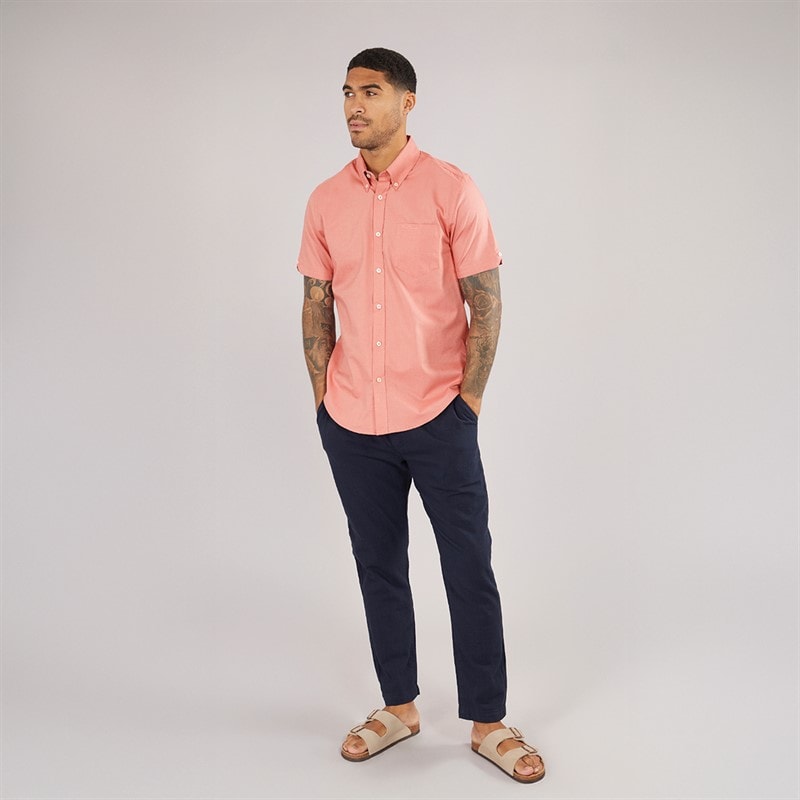 Ben Sherman Mens Short Sleeve Oxford Shirt Raspberry - Image 4