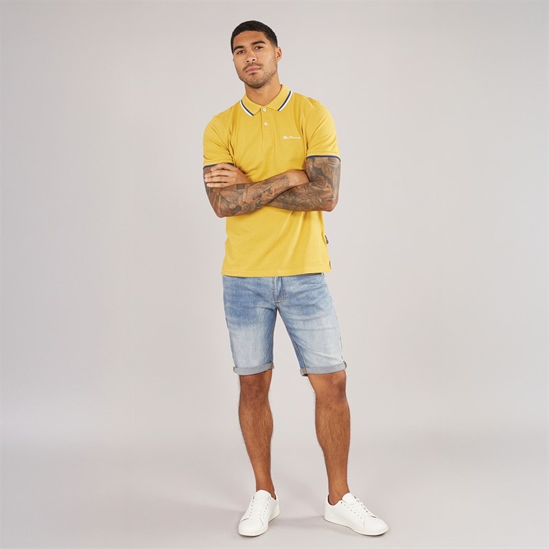 Ben Sherman Mens Twin Tipped Polo Shirt Sunflower - Image 4