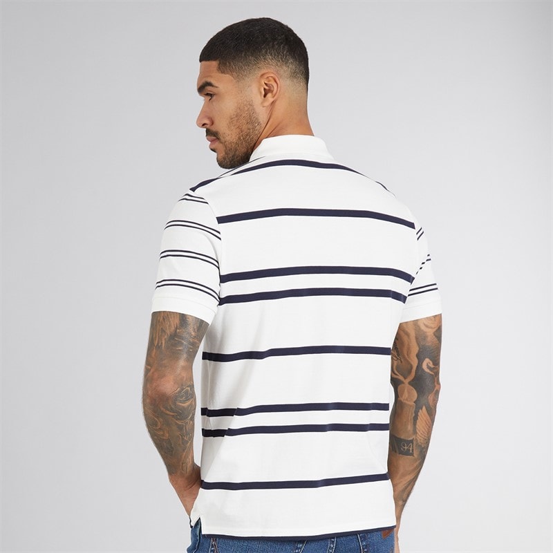 Ben Sherman Mens Mixed Stripe Polo Shirt Snow White - Image 2