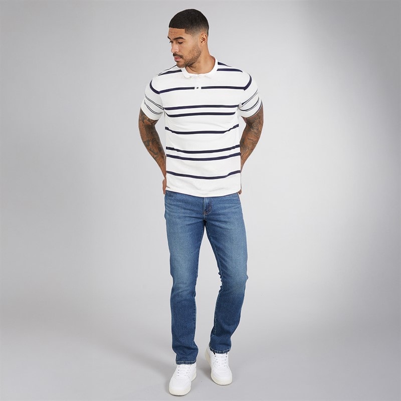 Ben Sherman Mens Mixed Stripe Polo Shirt Snow White - Image 4