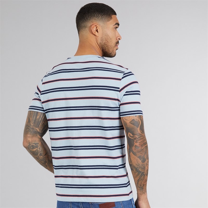 Ben Sherman Mens Stripe T-Shirt Dusky Blue - Image 2