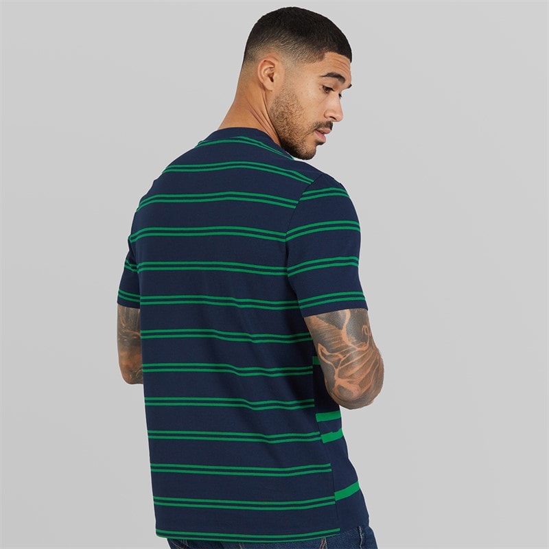 Ben Sherman Mens Mixed Stripe T-Shirt Dark Navy - Image 2