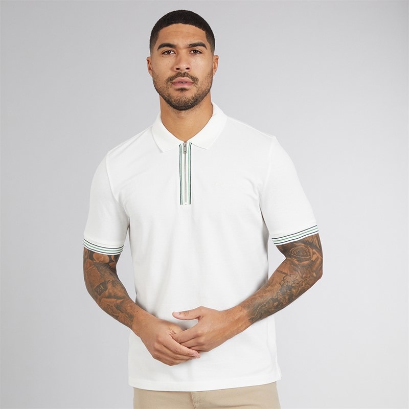 Ben Sherman Mens Placket Interest Polo Shirt Snow White