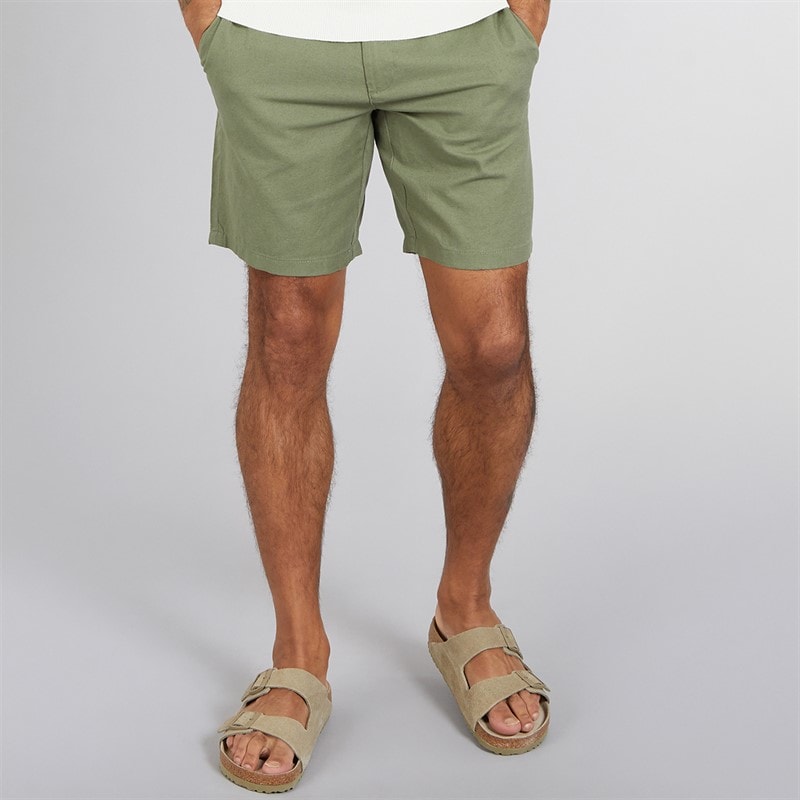 Ben Sherman Mens Linen Shorts Olive - Image 1