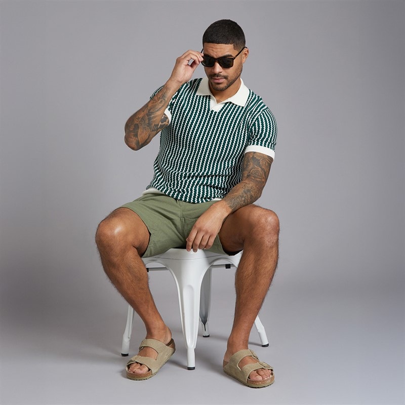 Ben Sherman Mens Linen Shorts Olive - Image 3