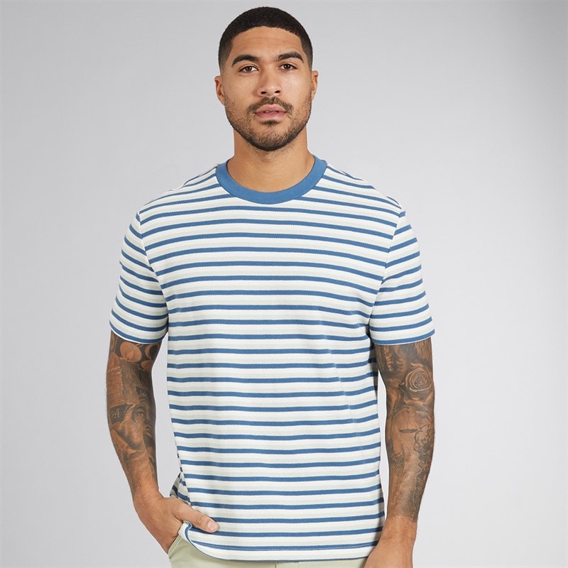 Ben Sherman Mens Honeycomb Stripe T-Shirt Airforce