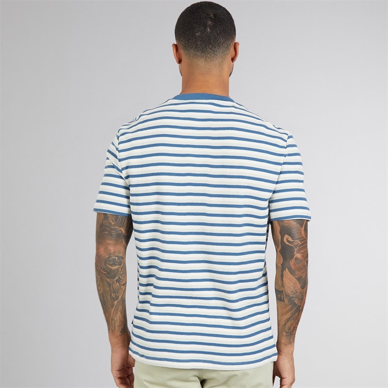 Ben Sherman Mens Honeycomb Stripe T-Shirt Airforce - Image 2