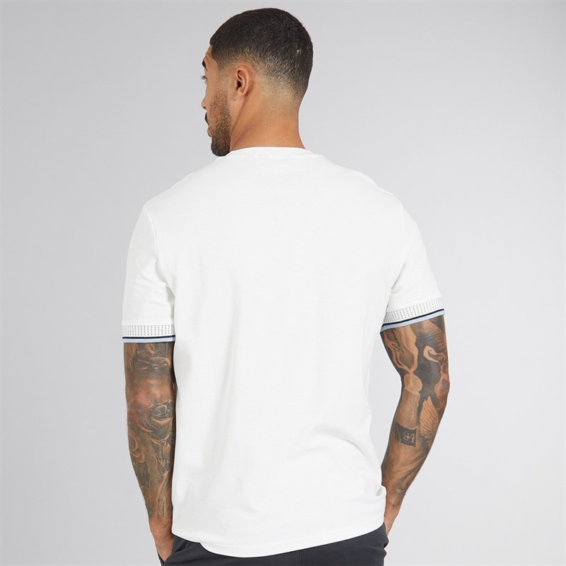 Ben Sherman Mens Jacquard Pique T-Shirt Snow White - Image 2