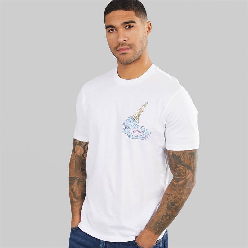Ben Sherman Mens Ice Cream Splat Target Graphic T-Shirt White