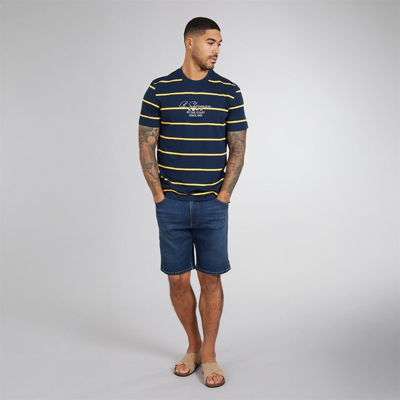 Ben Sherman Mens Stripe Script T-Shirt Dark Navy - Image 4