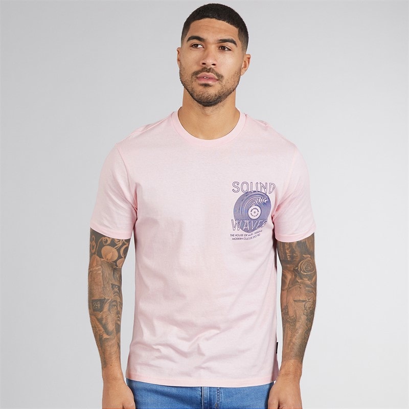 Ben Sherman Mens Ocean Record Graphic T-Shirt Blush Pink - Image 2