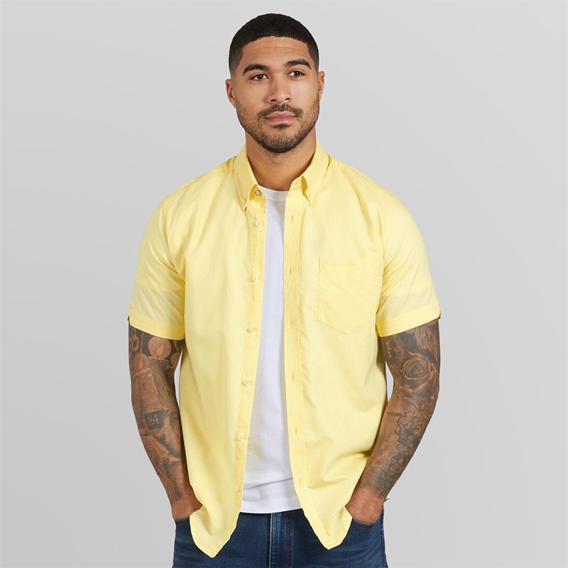 Ben Sherman Mens Short Sleeve Oxford Shirt Corn - Image 5