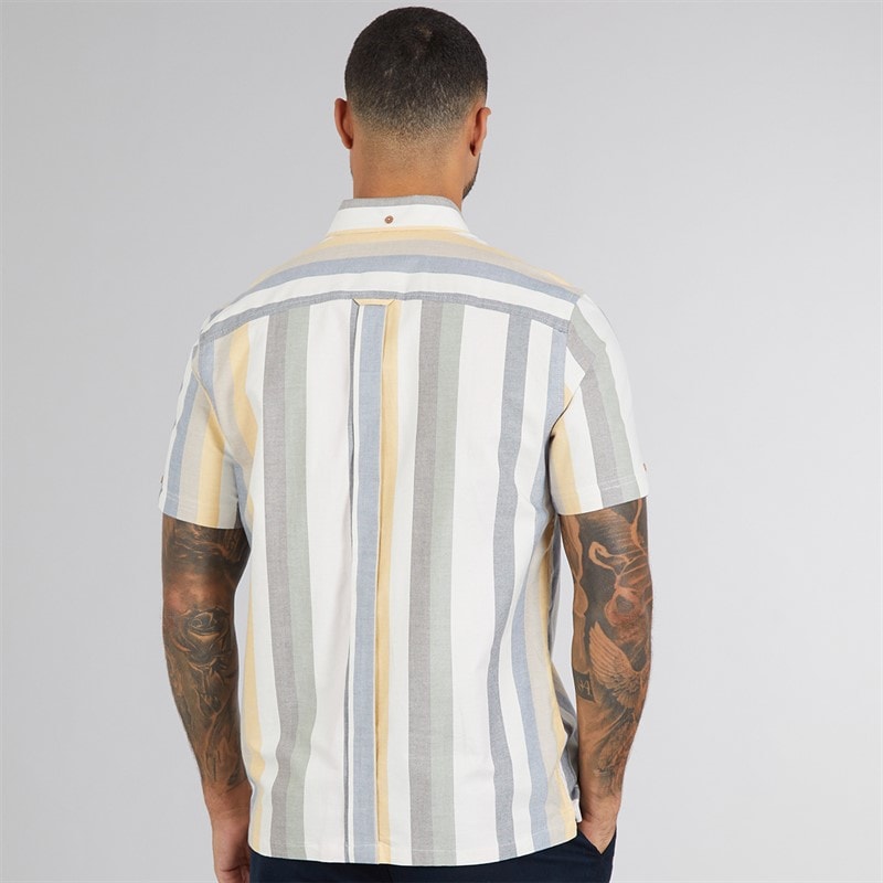 Ben Sherman Mens Short Sleeve Candy Stripe Shirt Snow White - Image 2