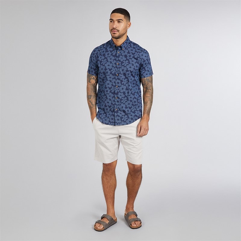 Ben Sherman Mens Short Sleeve Floral Shirt Dark Navy - Image 4