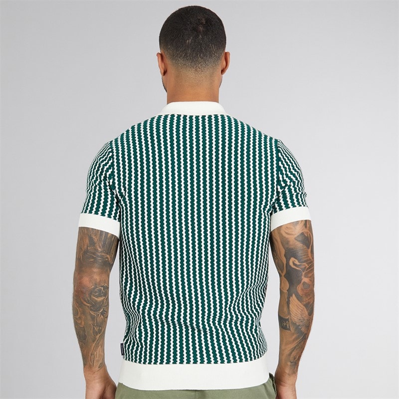 Ben Sherman Mens Vertical Wave Polo Shirt Snow White - Image 2