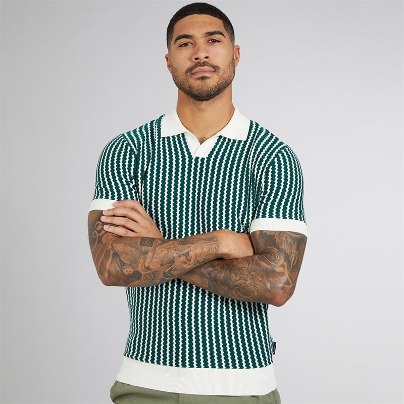 Ben Sherman Mens Vertical Wave Polo Shirt Snow White - Image 3