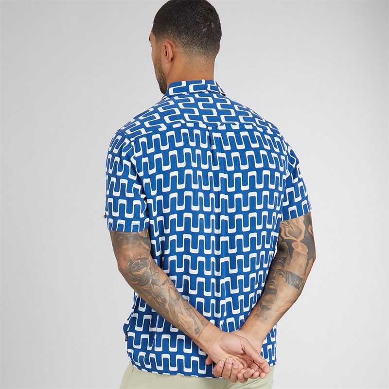 Ben Sherman Mens Short Sleeve Jazz Shirt Royal Blue - Image 2