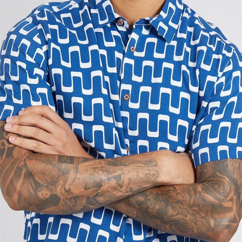 Ben Sherman Mens Short Sleeve Jazz Shirt Royal Blue - Image 3