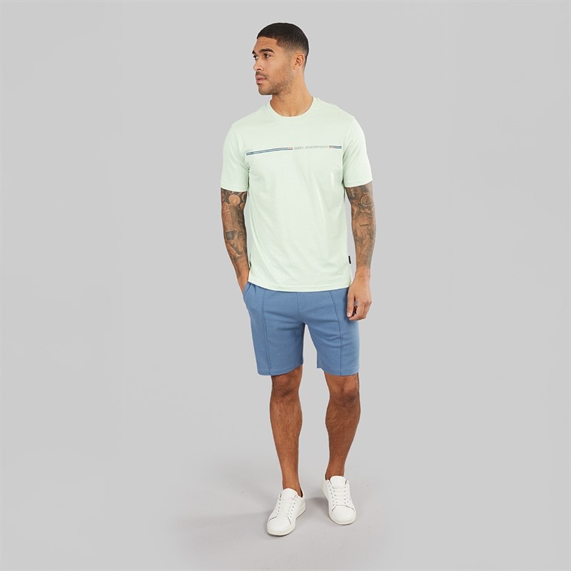 Ben Sherman Mens Core Stripe T-Shirt Light Green - Image 4