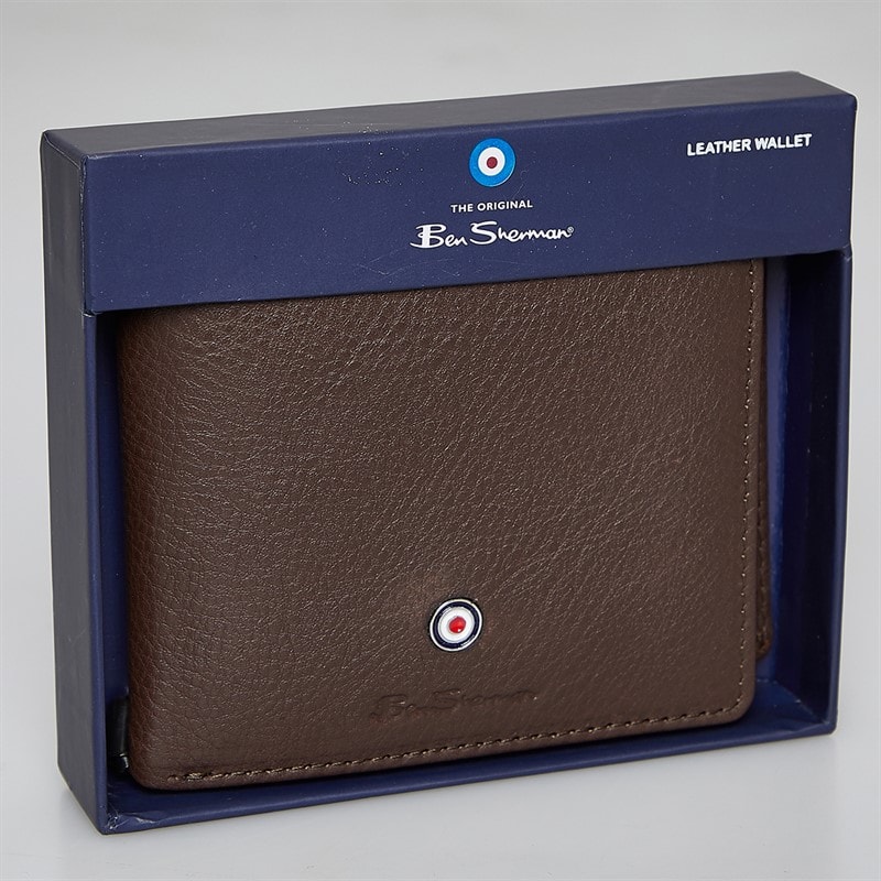 Ben Sherman Mens Wilder Pebble Leather Bi Fold Wallet Brown - Image 4