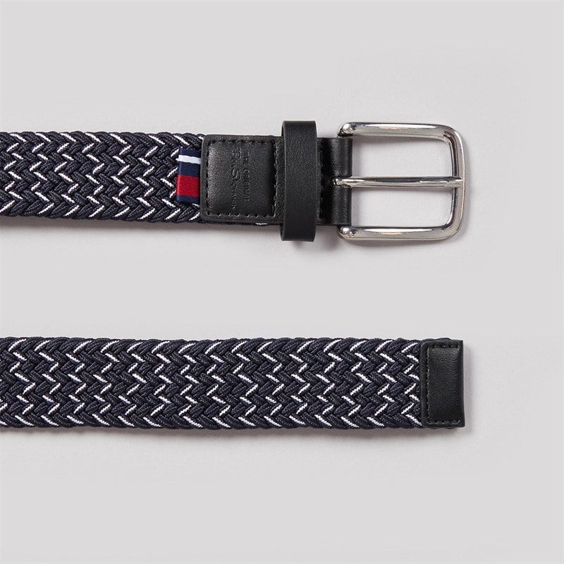Ben Sherman Mens Mixed Weave Belt Navy/White Navy / White - Image 2