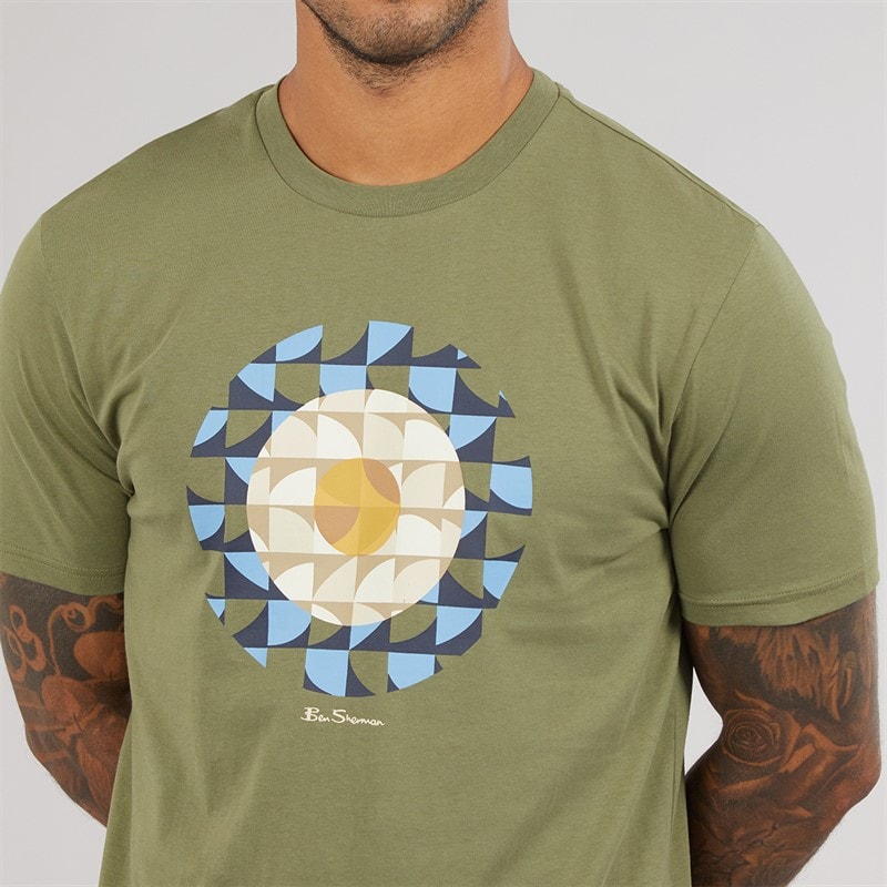 Ben Sherman Mens Geo Target T-Shirt Litchen Green - Image 3