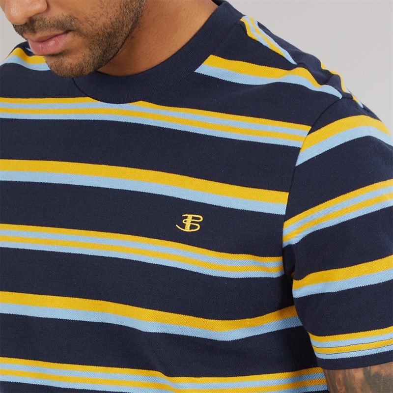 Ben Sherman Mens Textured Stripe T-Shirt Dark Navy - Image 3