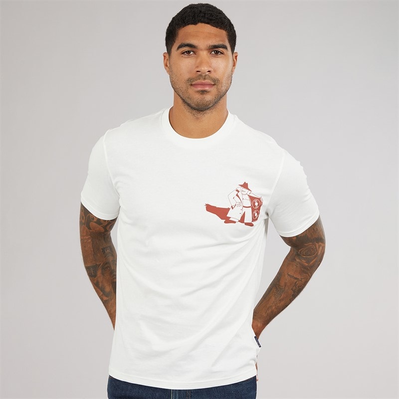 Ben Sherman Mens Secret Tune Society T-Shirt Ivory - Image 2