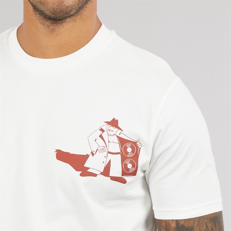 Ben Sherman Mens Secret Tune Society T-Shirt Ivory - Image 5