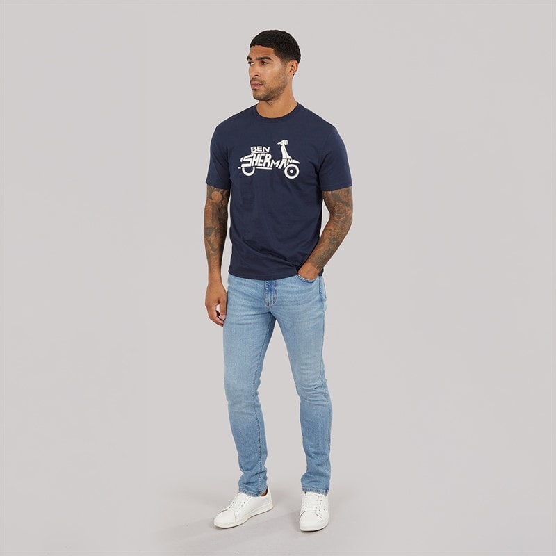 Ben Sherman Mens Brand Scooter T-Shirt Dark Navy - Image 3
