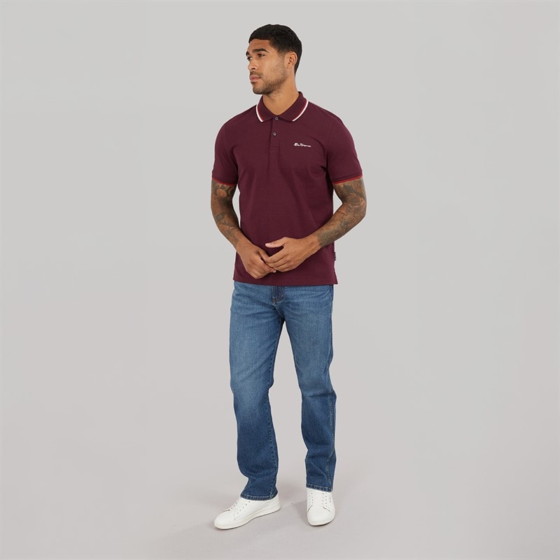 Ben Sherman Mens Signature Pique Polo Dark Wine - Image 4