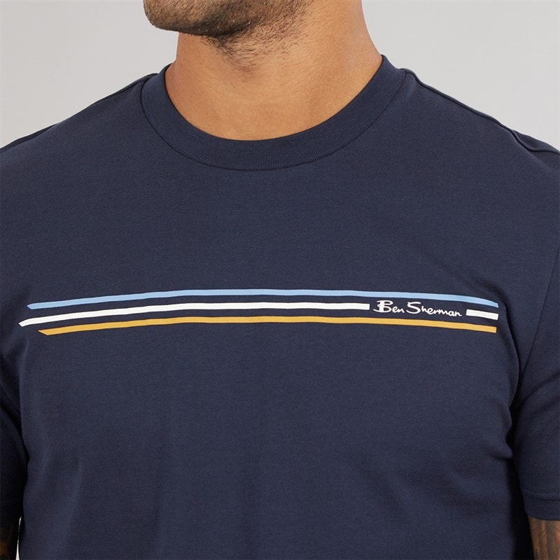 Ben Sherman Mens Core Stripe T-Shirt Dark Navy - Image 3