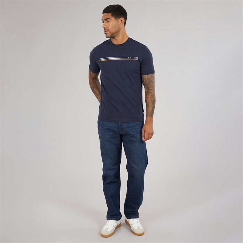 Ben Sherman Mens Core Stripe T-Shirt Dark Navy - Image 4