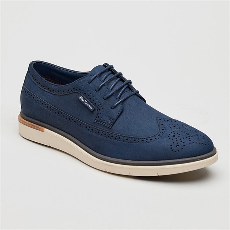 Ben Sherman Mens Rupert Long Wing Brogue Shoes Navy - Image 2