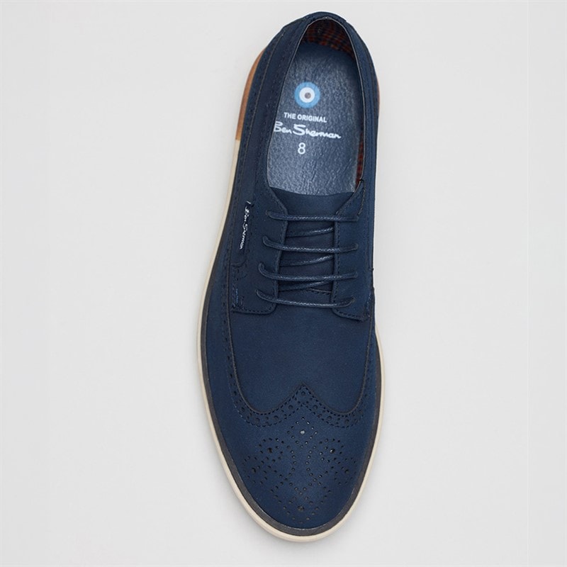 Ben Sherman Mens Rupert Long Wing Brogue Shoes Navy - Image 3