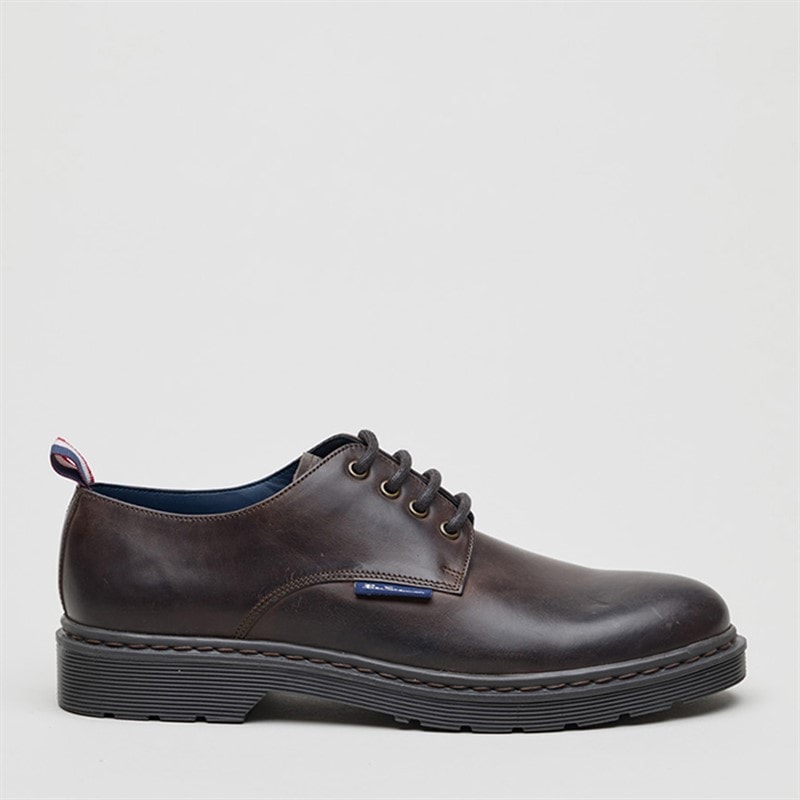 Ben Sherman Mens Dave Leather Shoes Dark Brown - Image 1