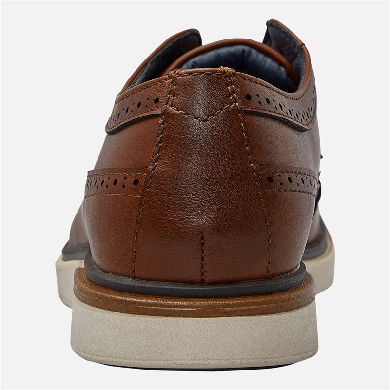 Ben Sherman Mens Rupert Long Wing Brogue Shoes Dark Tan Burnish - Image 3
