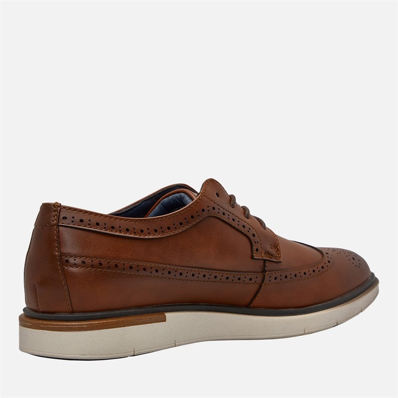 Ben Sherman Mens Rupert Long Wing Brogue Shoes Dark Tan Burnish - Image 5