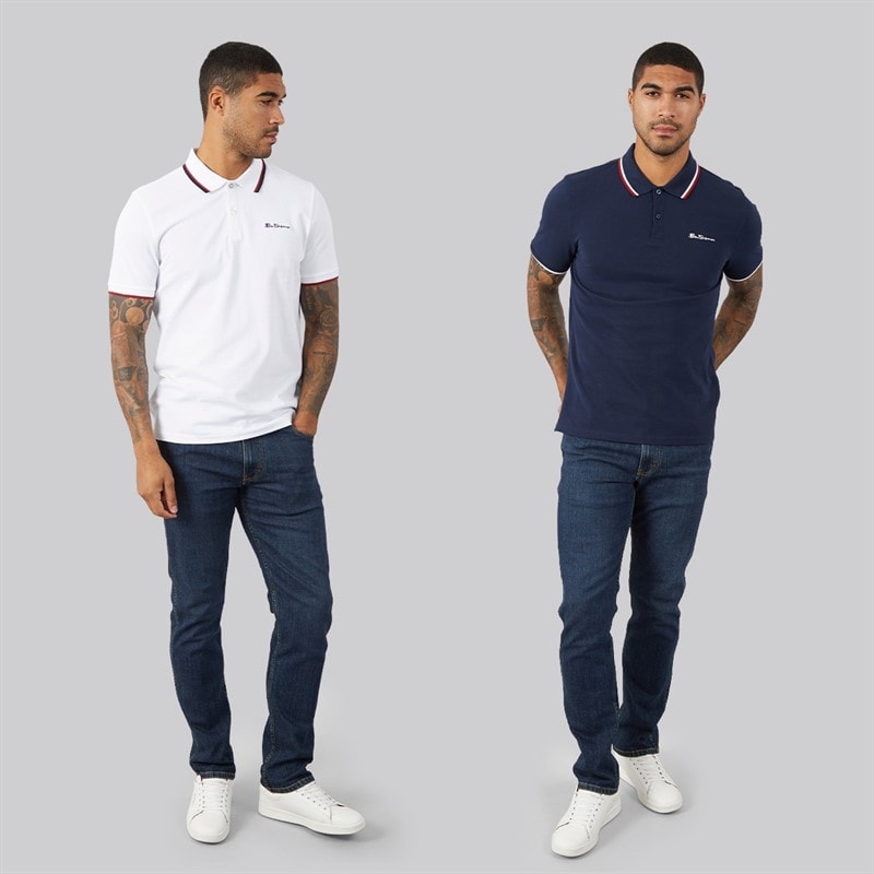 Ben Sherman Mens Two Pack Twin Tipped Polo Shirts Dark Navy/White - Image 4