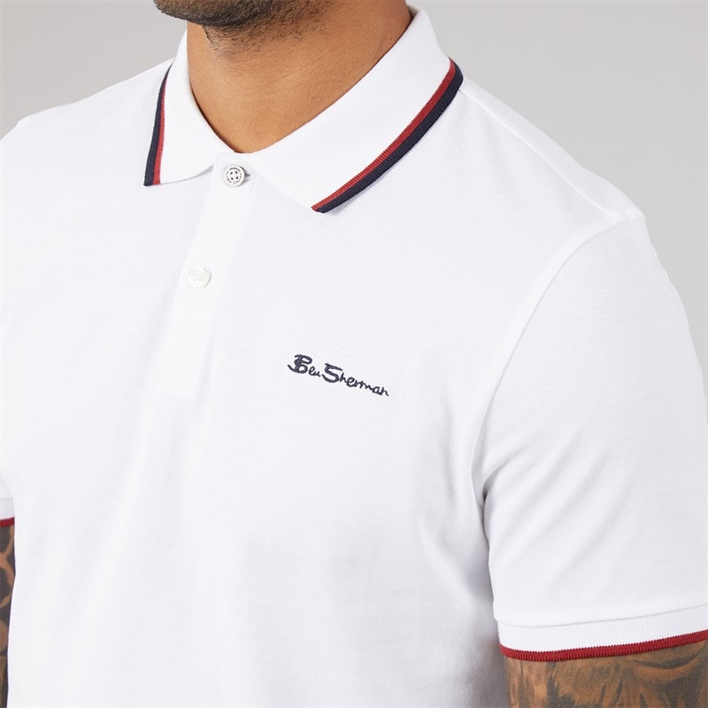Ben Sherman Mens Two Pack Twin Tipped Polo Shirts Dark Navy/White - Image 5