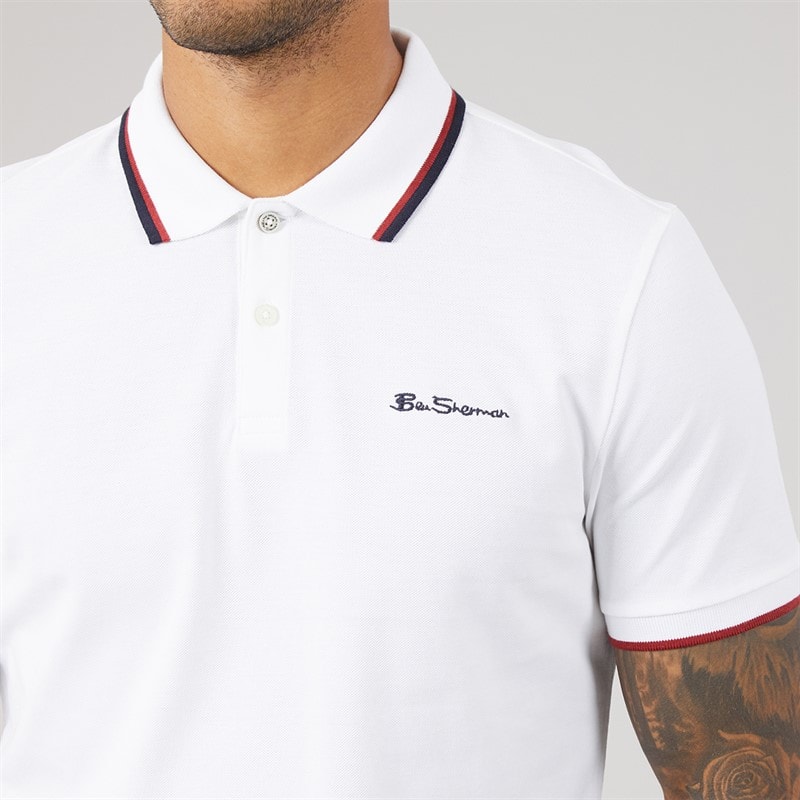 Ben Sherman Mens Two Pack Twin Tipped Polo Shirts Persian Blue/White - Image 5