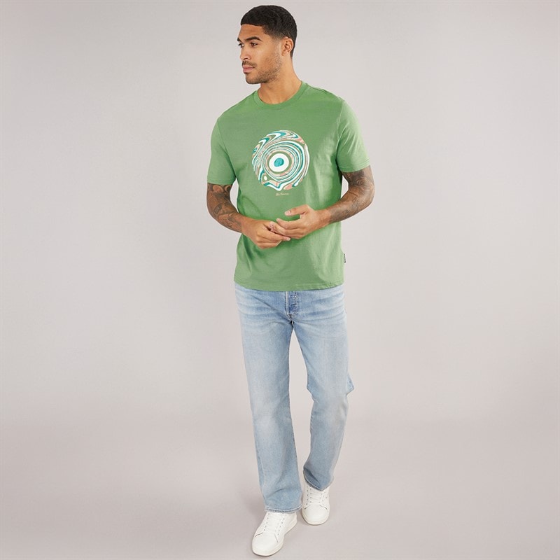 Ben Sherman Mens Trippy Target T-Shirt Dark Grass Green - Image 4
