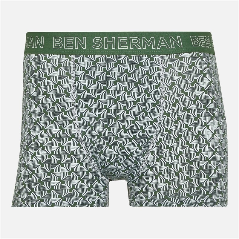 Ben Sherman Mens Three Pack Trunks Geo/Plain - Image 2