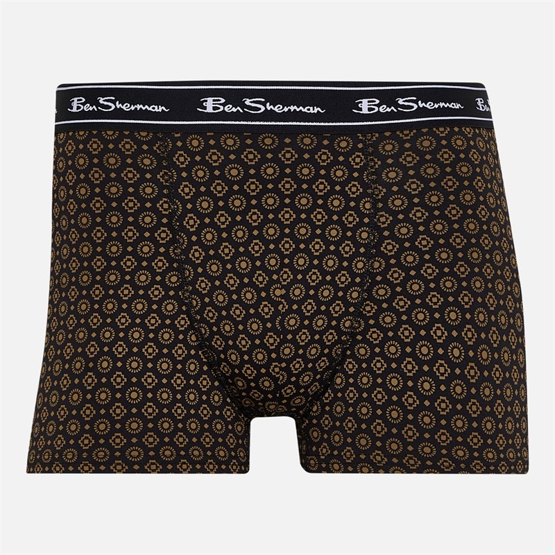 Ben Sherman Mens Three Pack Trunks Geo/Plain - Image 4