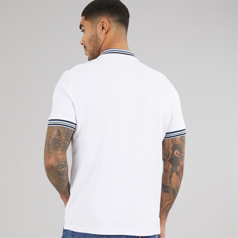 Ben Sherman Mens House Collar Polo Shirt White/Blue - Image 2