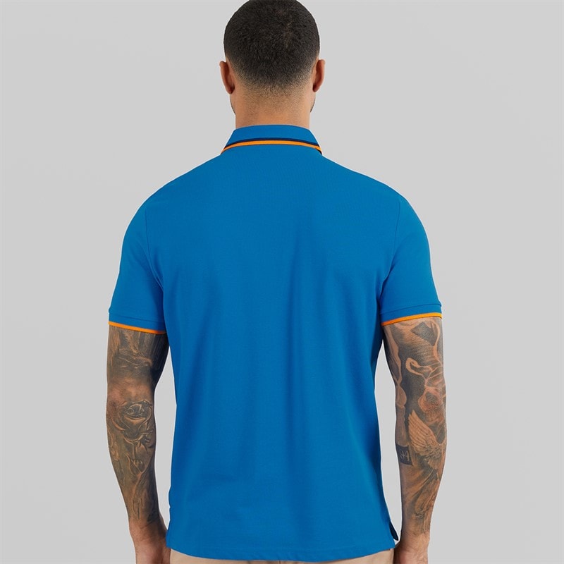 Ben Sherman Mens Twin Tipped Polo Shirt Kingfisher/Orange - Image 2