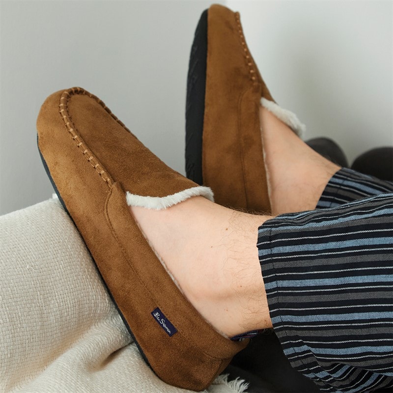 Ben Sherman Mens Casa Cartegena Moccasin Slippers Tan - Image 2