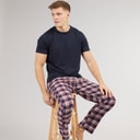 Brave Soul Mens Lager Nightwear Set Navy/Wine Navy Check