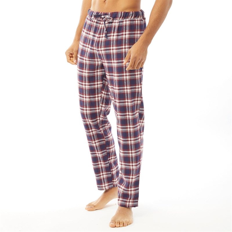 Brave Soul Mens Lager Nightwear Set Navy/Wine Navy Check - Image 3