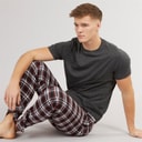 Brave Soul Mens Lager Nightwear Set Charcoal Marl/Charcoal Grey